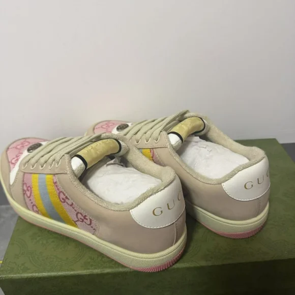 Gucci Women's Sneakers in Pink, Yellow, and Cream - Picture 3 of 7